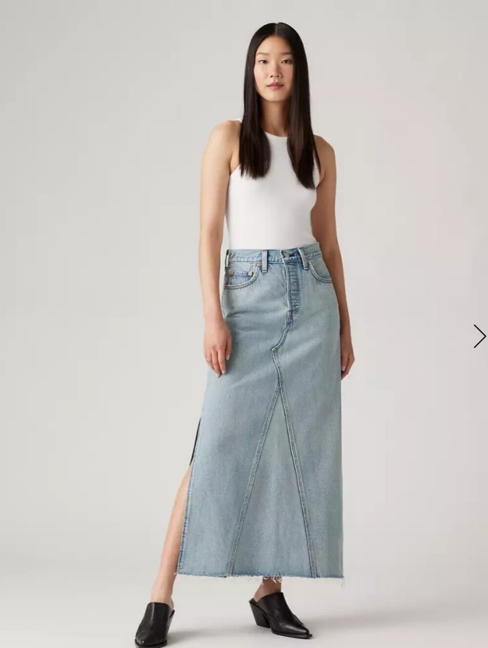 NWT Levi's Icon Denim Maxi Skirt W27 Light Wash Distressed Y2K Western Boho